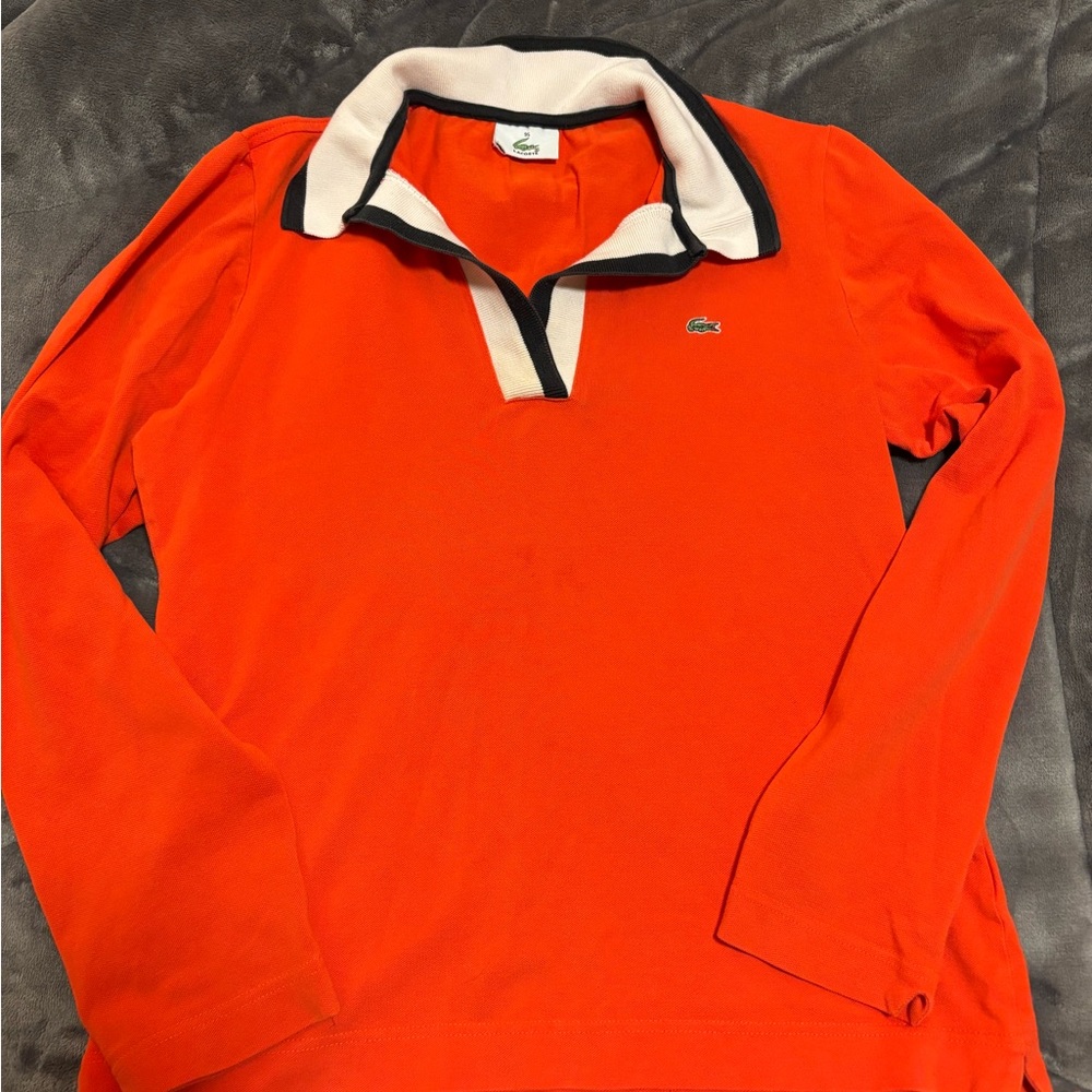 Lacoste Orange Long Sleeve Polo